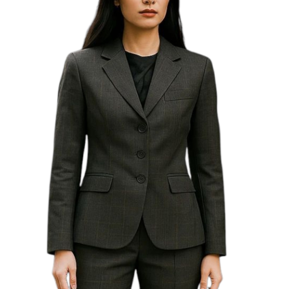 SISLEY Blazer In Charcoal/Tan Print Size Large